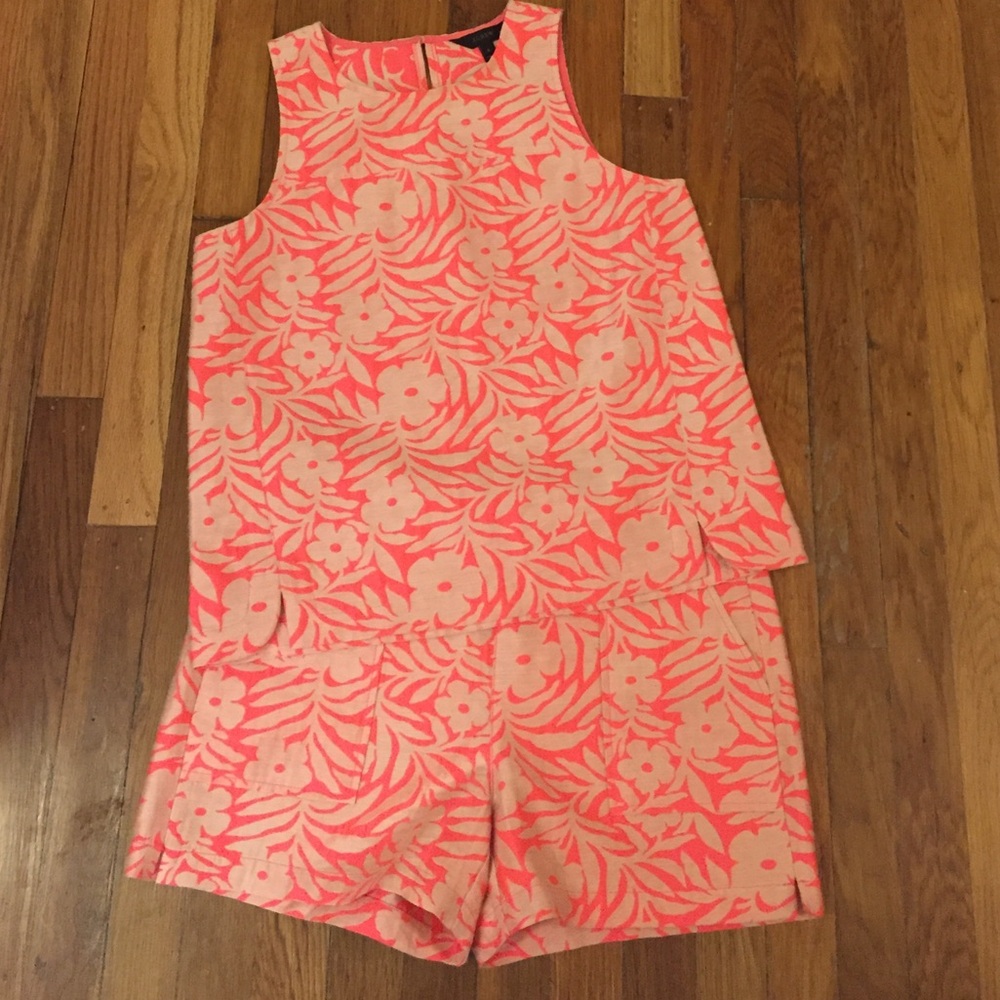 J. Crew Pink Floral Sleeveless Matching Set
